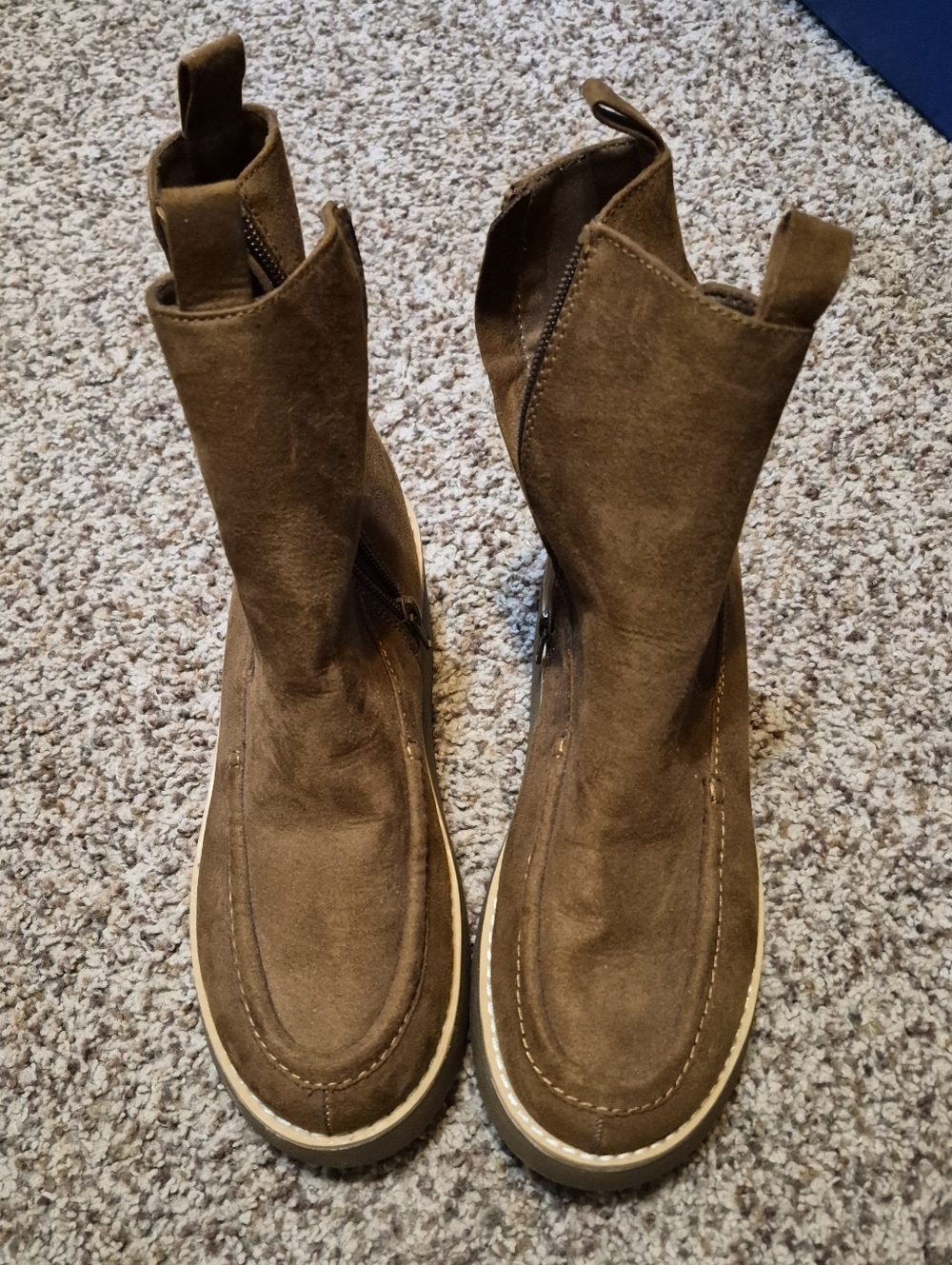 Lu Charlie Brown Suede Mid-Calf Zip Boots Size 8 1/2